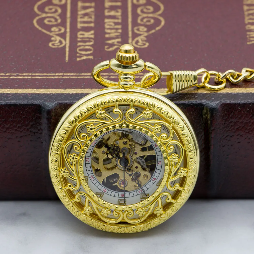 Vintage Steampunk Mechanical Pocket Watch With Chain Hollow Hand-winding Pendant Clock Unisex Gold Bronze PJX1321
Vintage Steampunk Mechanical Pocket Watch With Chain Hollow Hand-winding Pendant Clock Unisex Gold Bronze PJX1321