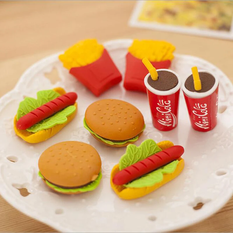 5pcs Kawabata Cake Burger Food Drink Coke Eraser Stationery Set School Supplies Cute Fruit Novelty Child Gift
5pcs Kawabata Cake Burger Food Drink Coke Eraser Stationery Set School Supplies Cute Fruit Novelty Child Gift