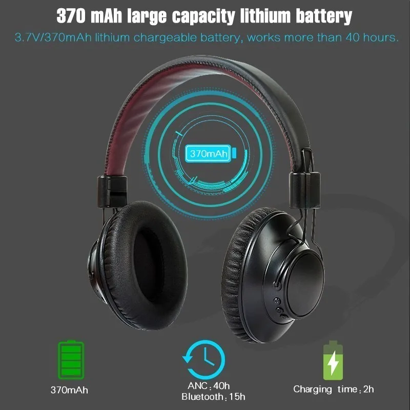 Active Noise Cancelling Headset Wireless Foldable Bluetooth Headphones Bass Hifi Sports Headphone Earphones With Microphone
Active Noise Cancelling Headset Wireless Foldable Bluetooth Headphones Bass Hifi Sports Headphone Earphones With Microphone