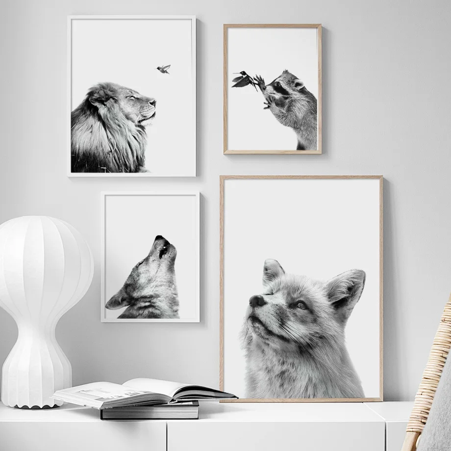 Black White Animals Wolf lion fox Raccoon Wall Art Canvas Painting Nordic Posters And Prints Wall Pictures For Living Room Decor
Black White Animals Wolf lion fox Raccoon Wall Art Canvas Painting Nordic Posters And Prints Wall Pictures For Living Room Decor