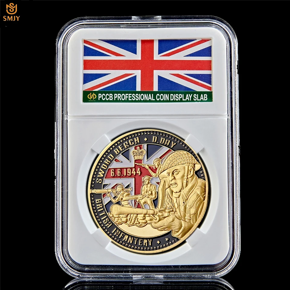 WWII Sword Beach D-Day UK 50th Northumbrian Infantry Gold Euro Military Challenge Coin collect value iblesW/PCCB Holder
WWII Sword Beach D-Day UK 50th Northumbrian Infantry Gold Euro Military Challenge Coin collect value iblesW/PCCB Holder