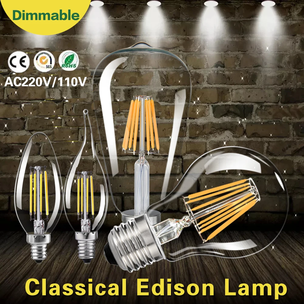 Cheap Lampada E27 E14 E26 E12 ST64 Dimmable 8W 16W Edison Filament COB LED Bulb Vintage Candle Light G45 A60 C35 Lamp 110V 220V
Cheap Lampada E27 E14 E26 E12 ST64 Dimmable 8W 16W Edison Filament COB LED Bulb Vintage Candle Light G45 A60 C35 Lamp 110V 220V