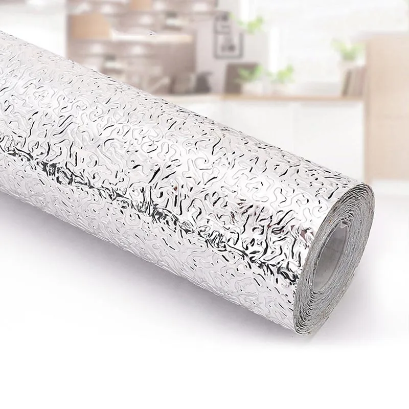Kitchen Wall Sticker Aluminum Foil Waterproof Removable Self Adhesive Oil Proof Wallpaper SDF-SHIP