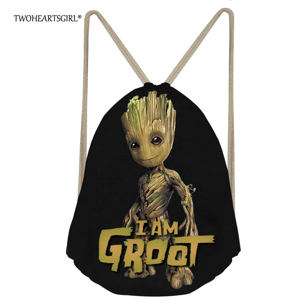 Черный рюкзак TWOHEARTSGIRL с рисунком I am Groot сумка на шнурке для мальчиков крутой