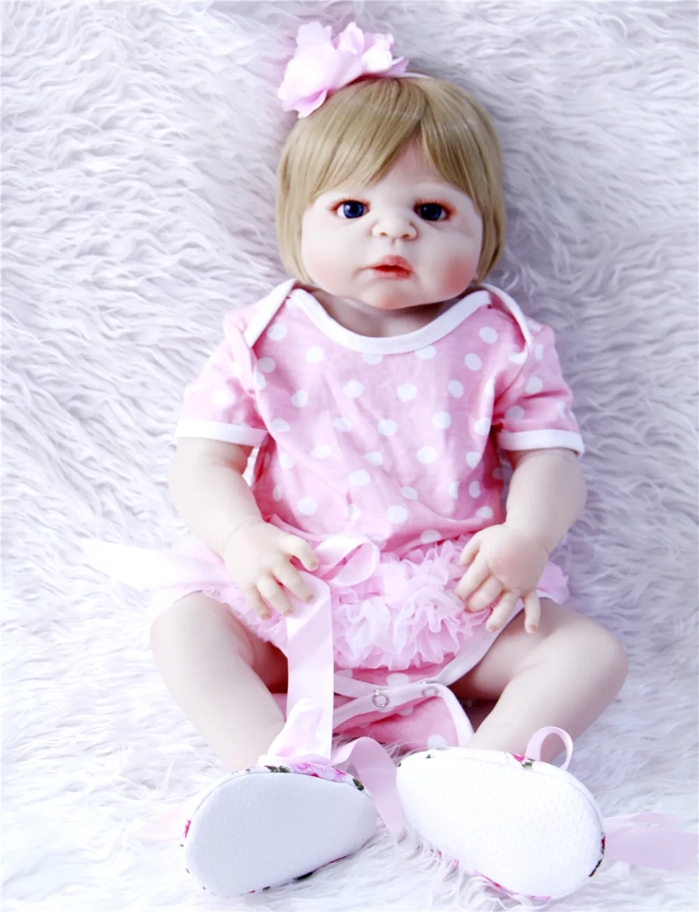 22" Baby Doll With pink clothes Doll Full Body Silicone Vinyl Adorable Lifelike Toddler Baby Bonecas Girl Kid Bebe Reborn Dolls
22" Baby Doll With pink clothes Doll Full Body Silicone Vinyl Adorable Lifelike Toddler Baby Bonecas Girl Kid Bebe Reborn Dolls