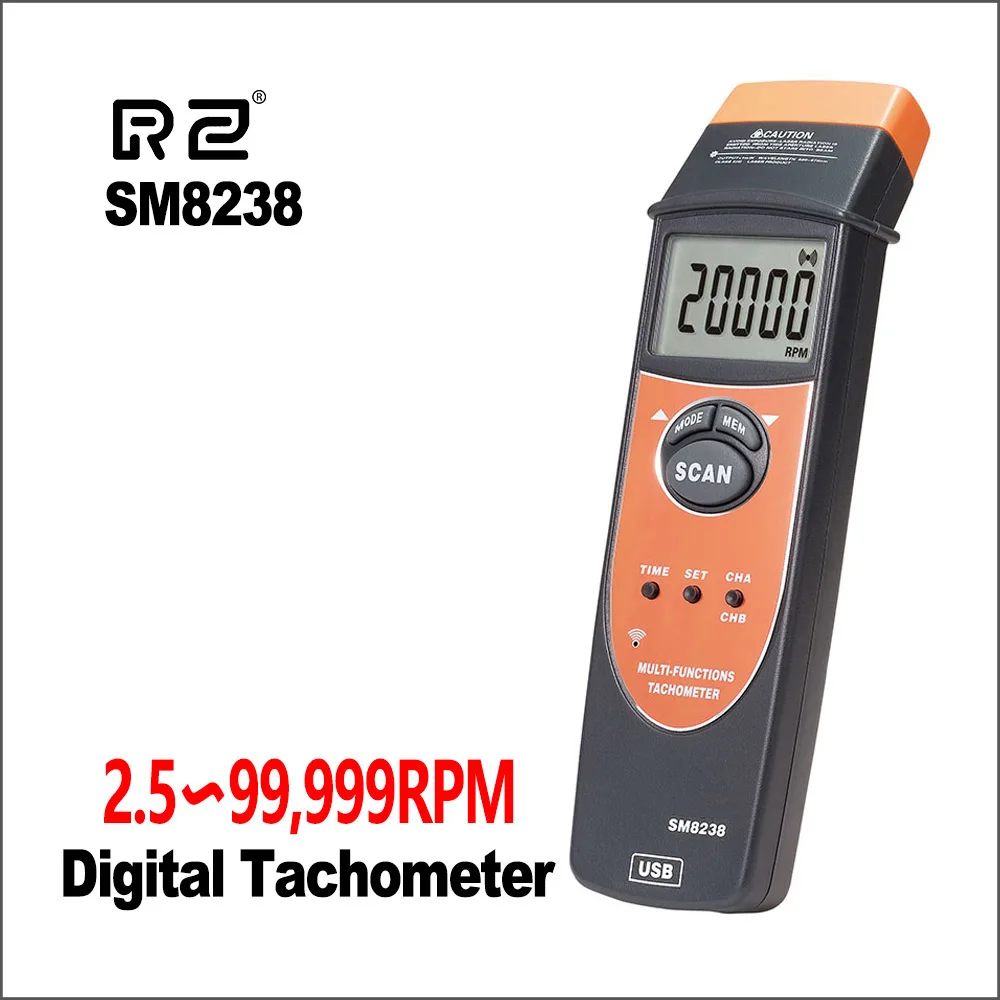 Цифровой многофункциональный записывающий Тахометр RZ SM8238, Бесконтактный USB тахометр, измеритель оборотов в минуту, 2,5 ~ 99999 об/мин
Цифровой многофункциональный записывающий Тахометр RZ SM8238, Бесконтактный USB тахометр, измеритель оборотов в минуту, 2,5 ~ 99999 об/мин