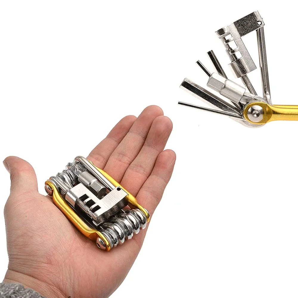Pocket 11 In 1 Folding Bicycle Tire Repair Kits Multitool Wrench Screwdriver Chain Cutter Cycling EDC Bike Tools Set | Спорт и