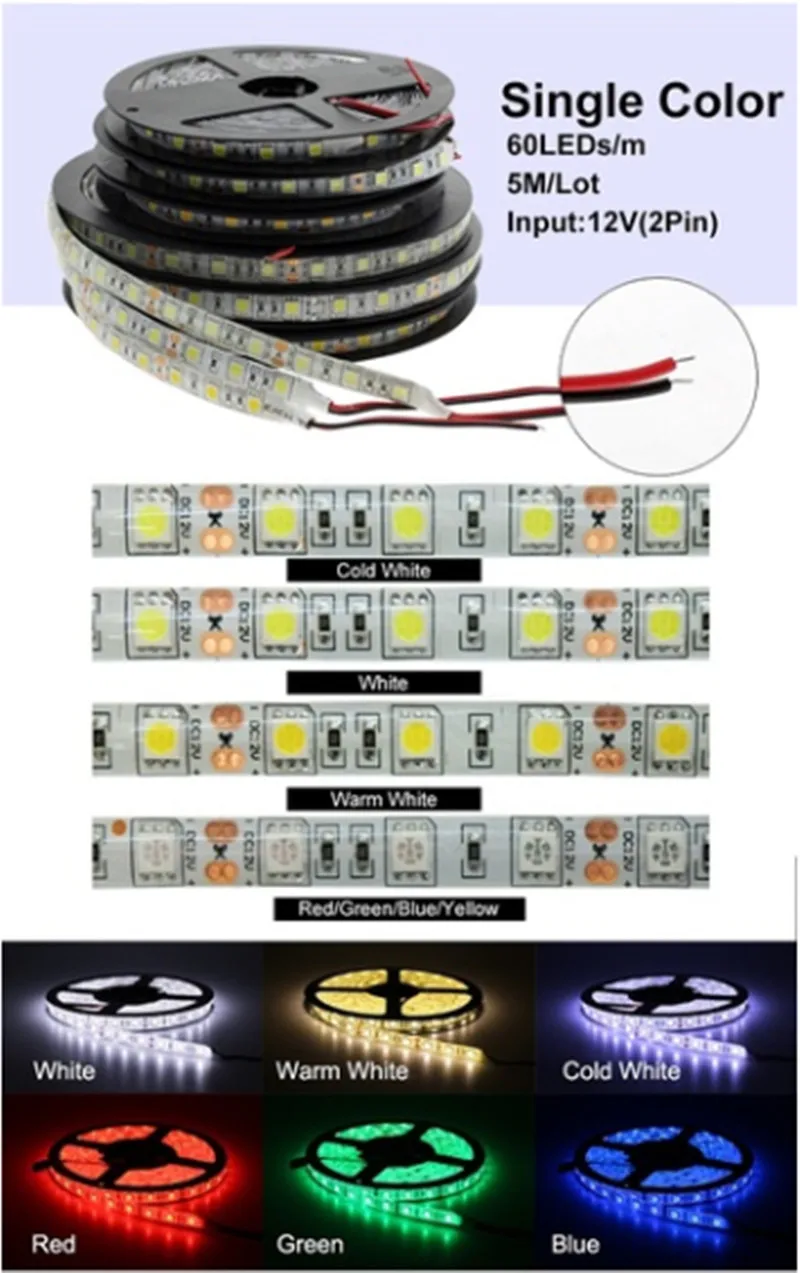 LED Strip 5050 DC12V 60LEDs/m 5m/lot Flexible LED Light RGB RGBW RGBWW 5050 LED Strip White,Warm white,Red,Blue,Green
LED Strip 5050 DC12V 60LEDs/m 5m/lot Flexible LED Light RGB RGBW RGBWW 5050 LED Strip White,Warm white,Red,Blue,Green