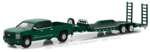 Зеленый свет 1:64 2015 Chevy Silverado зеленый и сверхмощный трейлер игрушечная машинка из