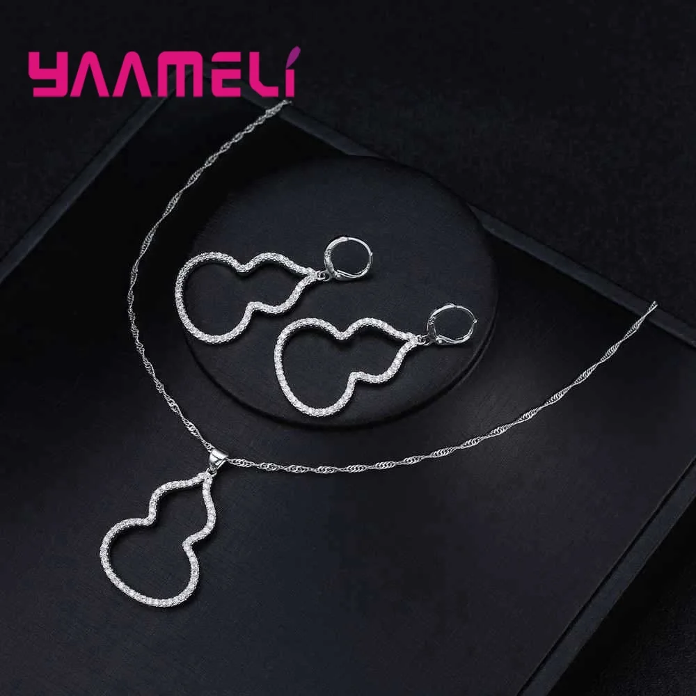 Cute Gourd Crystals Pendant Necklace And Drop Earrings Women Female Engagement 925 Sterling Silver Jewelry Sets
Cute Gourd Crystals Pendant Necklace And Drop Earrings Women Female Engagement 925 Sterling Silver Jewelry Sets