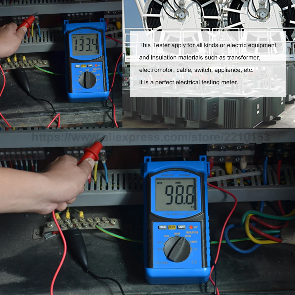 HoldPeak 6688C digital Megohmmeter Insulation Resistance Tester Electrical Resistance Meter 20G(ohm) 100V/250V/500V/1000V
HoldPeak 6688C digital Megohmmeter Insulation Resistance Tester Electrical Resistance Meter 20G(ohm) 100V/250V/500V/1000V