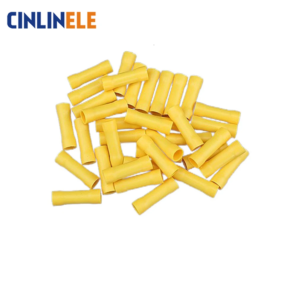 

500Pcs/Lot BV5.5 12-10AWG Insulated Straight Wire Butt Connector Electrical Crimp Terminals 1.5mm - 2.5mm BV5