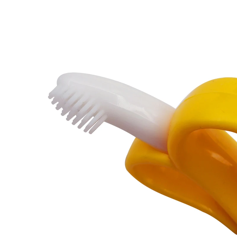 Силиконовая зубная щетка для тренировок детей безопасная без БФА в форме банана