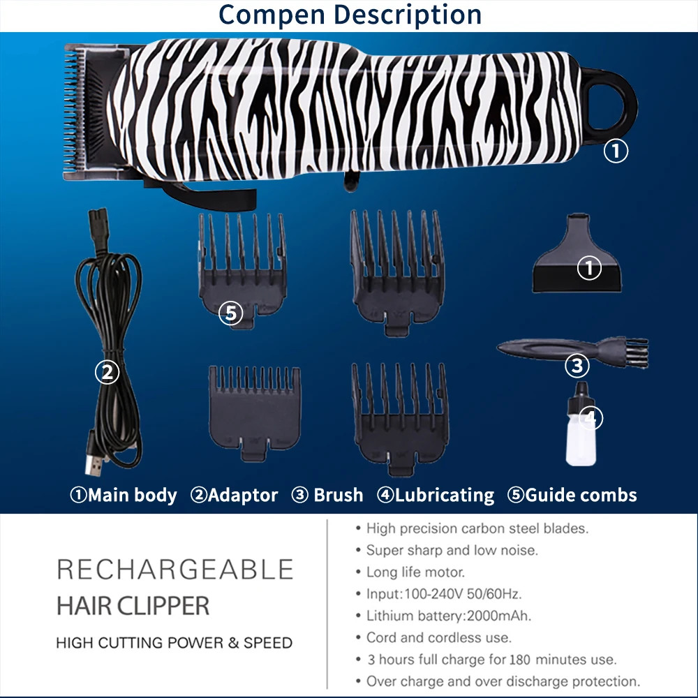 Barber Electric Hair Clipper for Men Professional Wireless Salon Hair Trimmer Rechargeable Haircut Cutting Machine Beard Trimmer
Barber Electric Hair Clipper for Men Professional Wireless Salon Hair Trimmer Rechargeable Haircut Cutting Machine Beard Trimmer