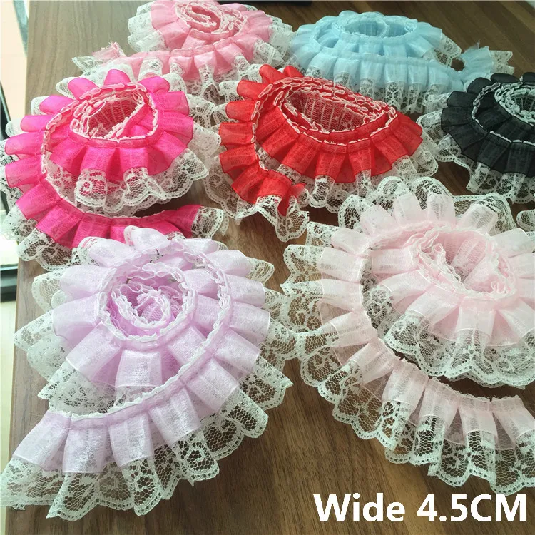 4.5CM Wide Luxury Tulle Double Layers 3D Pleated Chiffon Lace Collar Ruffle Trim Embroidery Ribbon Sewing Accessories 8Colors
4.5CM Wide Luxury Tulle Double Layers 3D Pleated Chiffon Lace Collar Ruffle Trim Embroidery Ribbon Sewing Accessories 8Colors