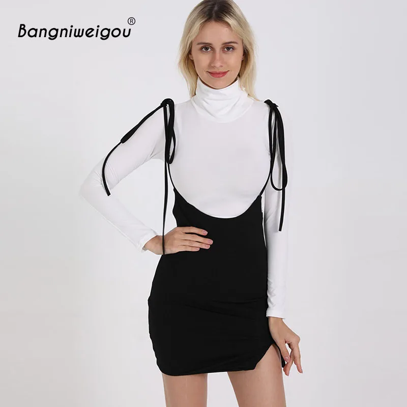Bangniweigou Spring Autumn Casual Split Strap Skirt Black Women Harajuku 2019 Short Overalls Skirts School Girl Style | Женская одежда