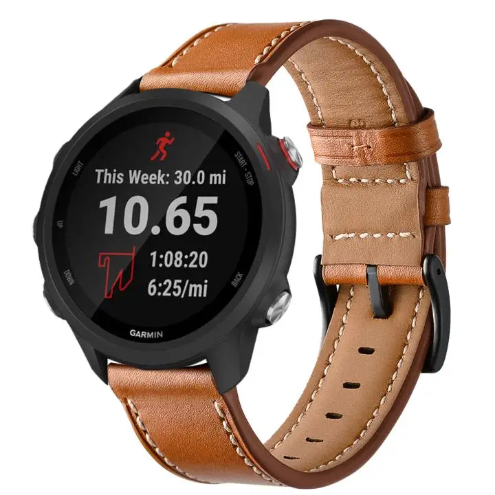 Кожаный ремешок для спортивных смарт часов Garmin Forerunner 245 M Vivoactive 3 4 Music vivomove