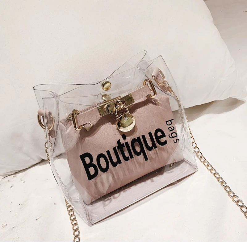 Fashion Women Transparent PVC Clear Jelly Bag Tote Handbag Shoulder Hobo Satchel Cross Body Purse | Багаж и сумки