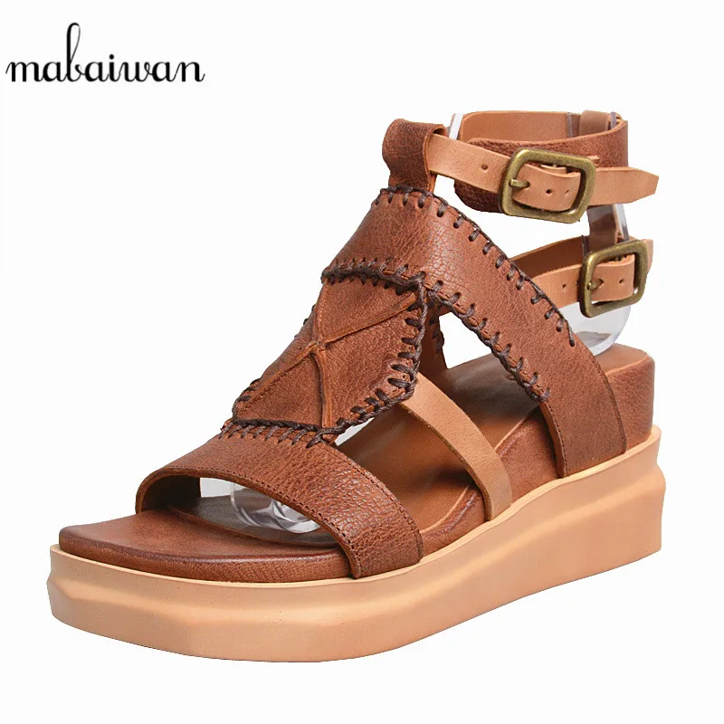 Mabaiwan Casual High Heel Platform Buckle Gladiator Wedges Shoes For Woman Sandals Brown Genuine Leather Platform Peep Toe Pumps
Mabaiwan Casual High Heel Platform Buckle Gladiator Wedges Shoes For Woman Sandals Brown Genuine Leather Platform Peep Toe Pumps