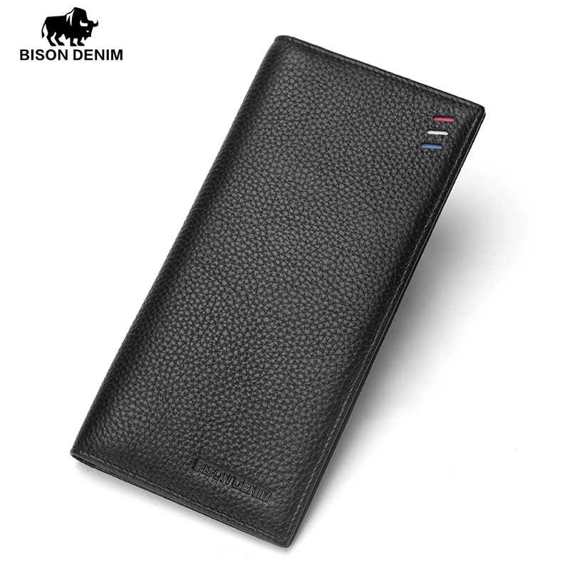 BISON DENIM fashion luxury genuine leather men wallets long slim bifold wallet credit card holder purse
BISON DENIM fashion luxury genuine leather men wallets long slim bifold wallet credit card holder purse