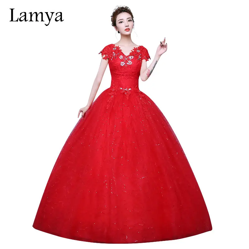 LAMYA Brand 2019 New Customizable Red Crystal V Neck Lace Ball Gown Wedding Dress Fashion Bridal Gowns Cheap Vestido De Noiva
LAMYA Brand 2019 New Customizable Red Crystal V Neck Lace Ball Gown Wedding Dress Fashion Bridal Gowns Cheap Vestido De Noiva