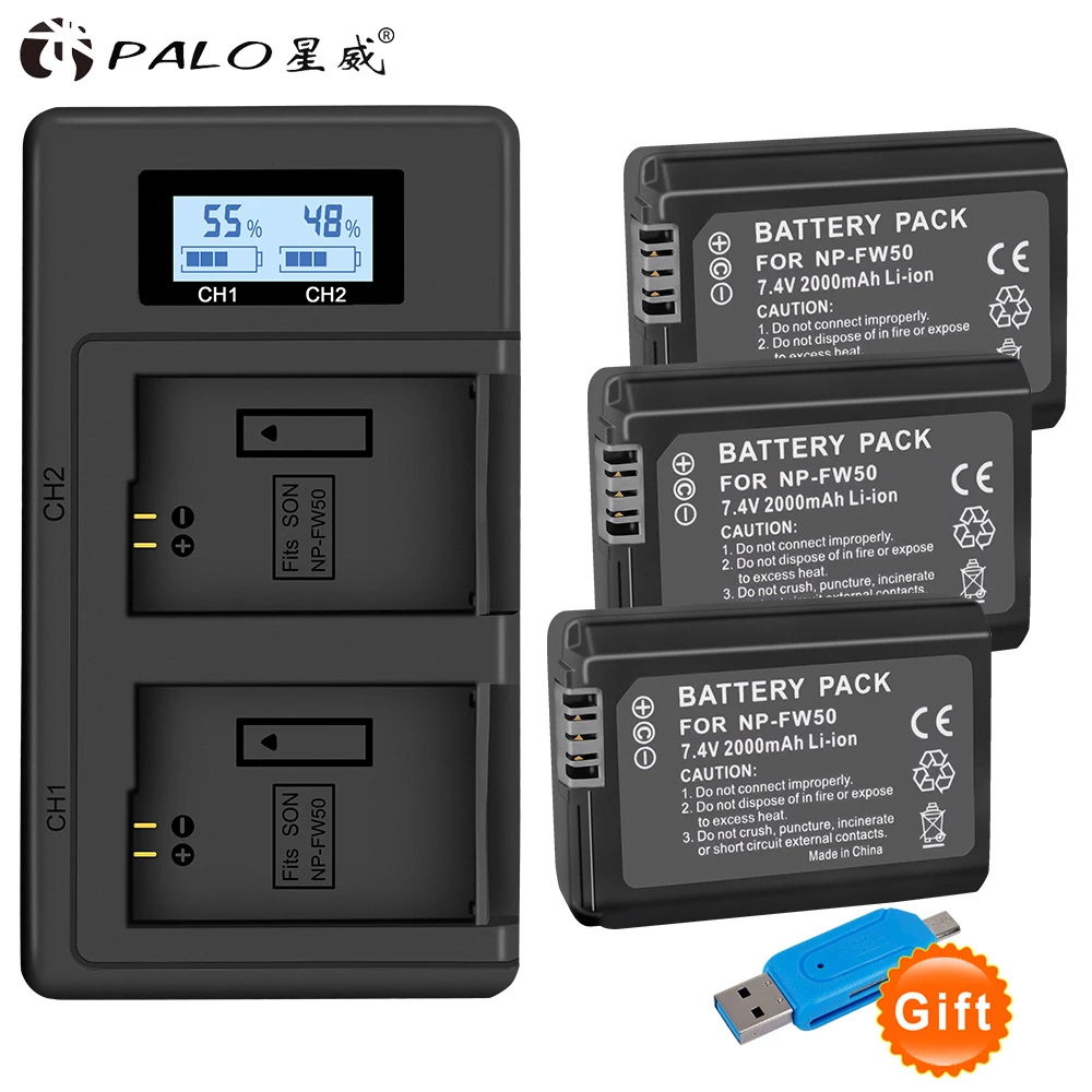 3Pcs 2000mAh NP-FW50 NP FW50 NPFW50 Battery Akku + LCD Dual Charger for Sony Alpha a6500 a6300 a7 7R a7R a7R II a7II NEX-3 NEX-5
3Pcs 2000mAh NP-FW50 NP FW50 NPFW50 Battery Akku + LCD Dual Charger for Sony Alpha a6500 a6300 a7 7R a7R a7R II a7II NEX-3 NEX-5