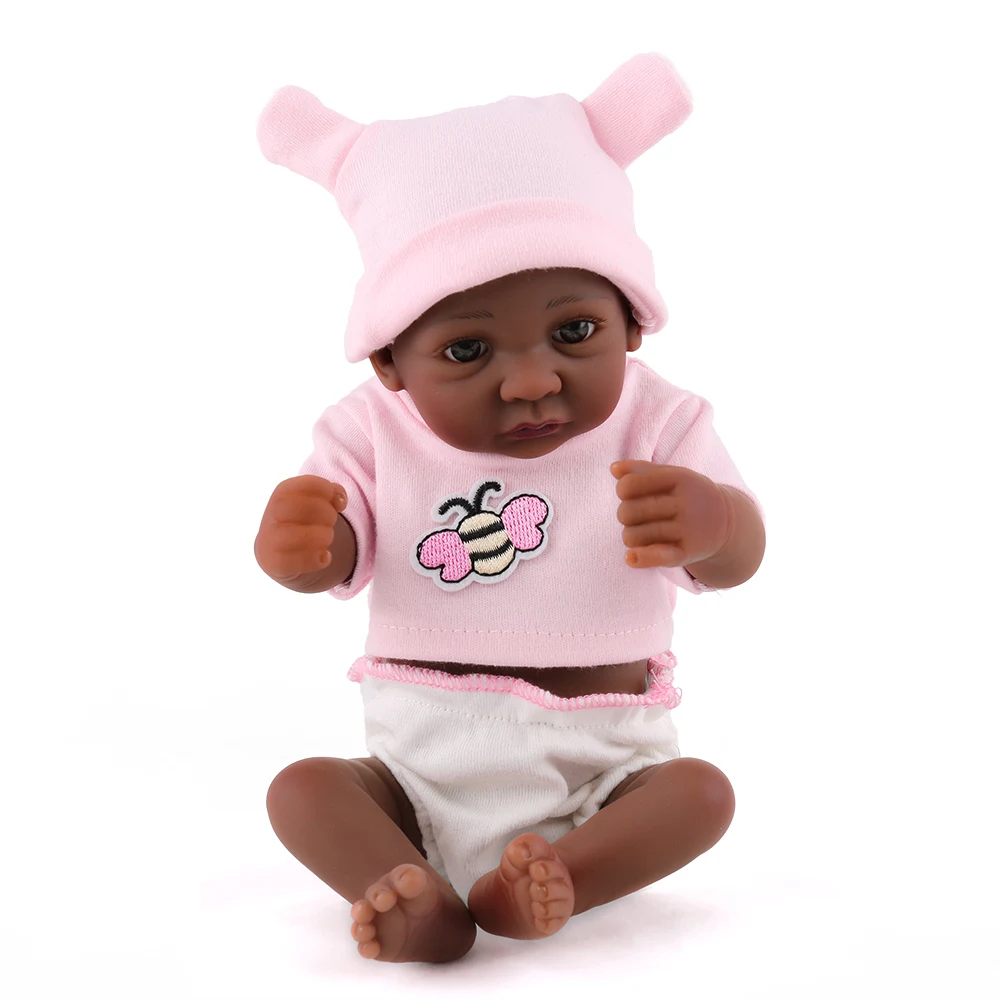 Фото 28 см полностью силиконовые Reborn Baby Мини Этнические куклы реалистичные черная кожа
