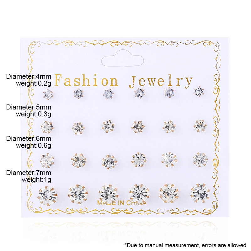Bohopan 12Pairs/Set Simple Trendy Stud Earrings Set Shine White Rhinestone Earrings For Women Wedding Party Geometric Earrings
Bohopan 12Pairs/Set Simple Trendy Stud Earrings Set Shine White Rhinestone Earrings For Women Wedding Party Geometric Earrings