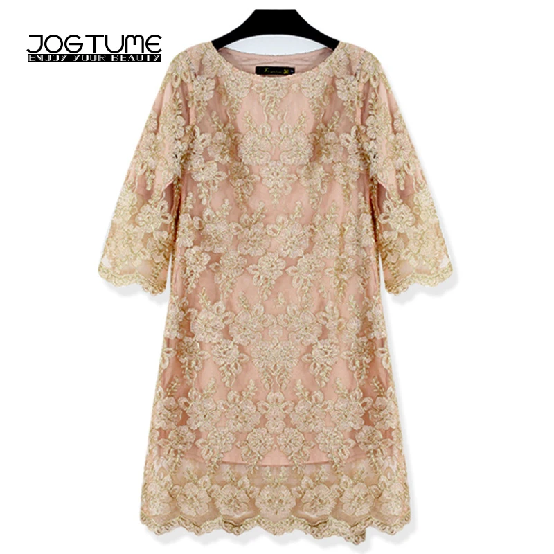 JOGTUME Gold OL Mini Dress 2017 Spring Autumn Womens Embroidery Lace Dress Ladies Fashion Elegant Pencil Dress Plus Size 4XL 5XL
JOGTUME Gold OL Mini Dress 2017 Spring Autumn Womens Embroidery Lace Dress Ladies Fashion Elegant Pencil Dress Plus Size 4XL 5XL