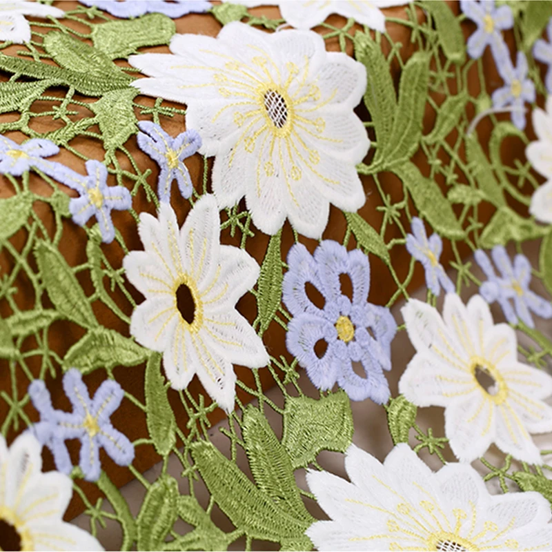 130CM Wide Water Soluble Green-White Flower Embroidery Lace Fabric for Dress Clothes E363
130CM Wide Water Soluble Green-White Flower Embroidery Lace Fabric for Dress Clothes E363
