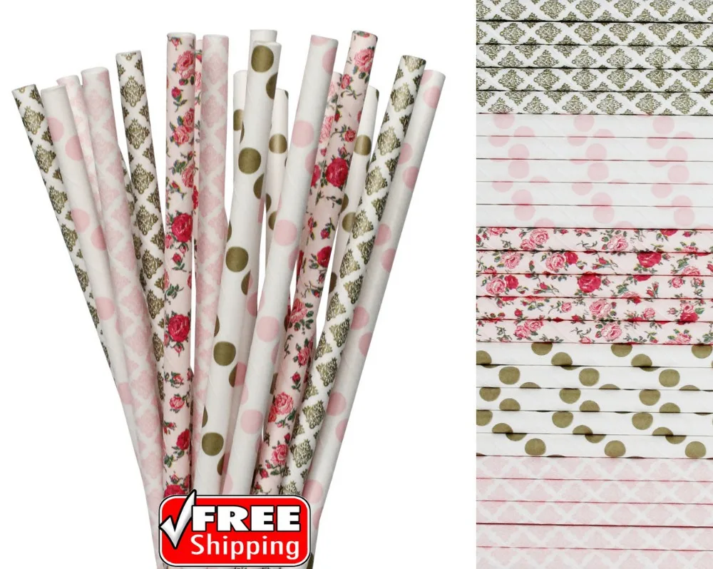 250pcs Mixed 5 Designs Light Pink and Gold Themed Paper Straws-Damask,Polka Dot,Flower,Floral Wedding Spring Garden Party Decor
250pcs Mixed 5 Designs Light Pink and Gold Themed Paper Straws-Damask,Polka Dot,Flower,Floral Wedding Spring Garden Party Decor