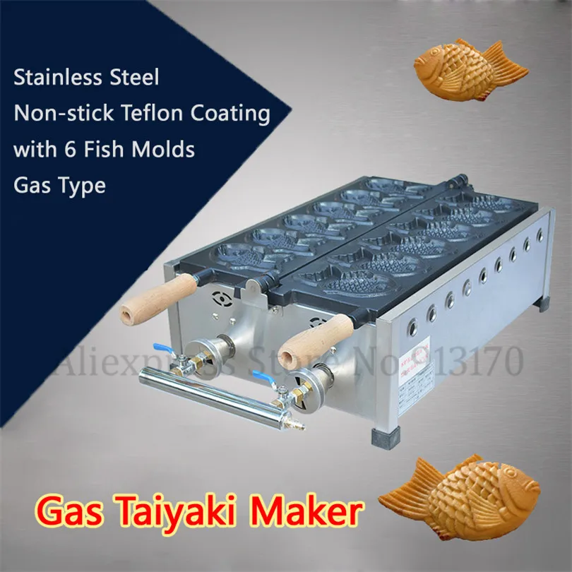 Gas Nonstick 6pcs Fish Waffle Maker Stainless Steel Commercial Taiyaki Machine Snack Food Baker LPG Igniter Controller
Gas Nonstick 6pcs Fish Waffle Maker Stainless Steel Commercial Taiyaki Machine Snack Food Baker LPG Igniter Controller