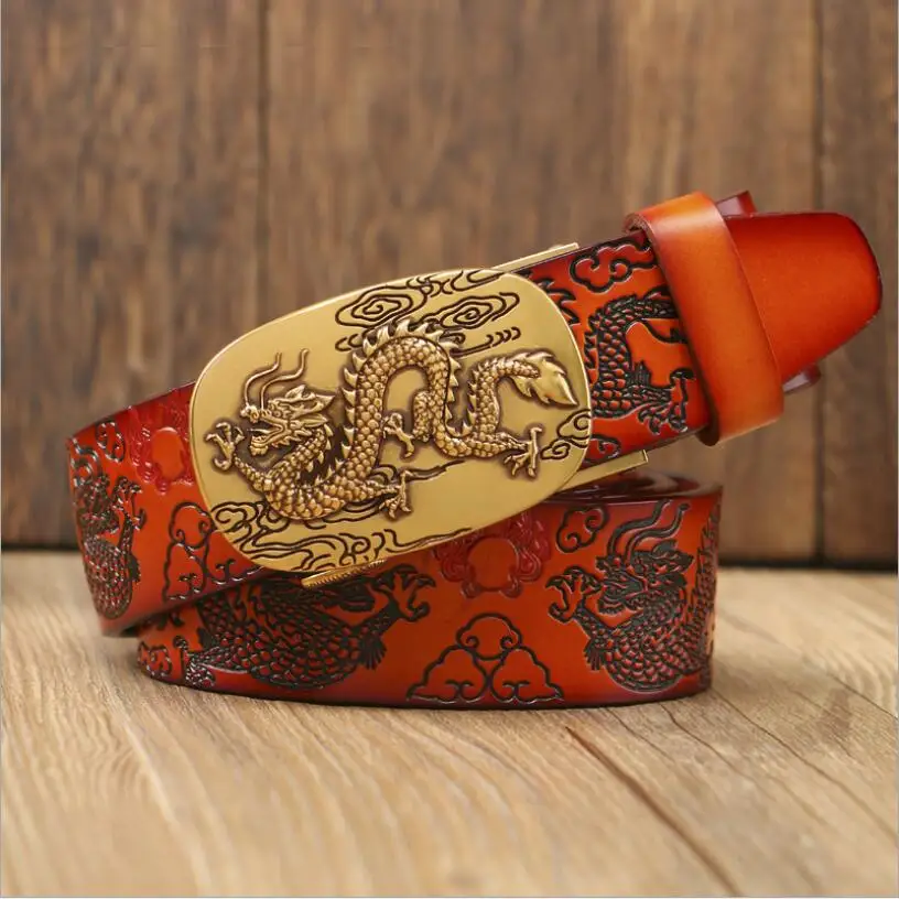 Genuine Leather Automatic Buckle Men Belt Top Layer Cowskin Punk Style Male Dragon Belts Waistband Quality Assuarance ZLB372
Genuine Leather Automatic Buckle Men Belt Top Layer Cowskin Punk Style Male Dragon Belts Waistband Quality Assuarance ZLB372
