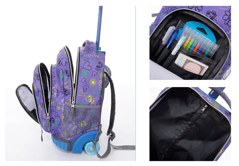 Детские школьные сумки на колесиках детский дорожный рюкзак для девочек 18