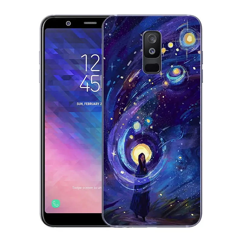 Чехол из ТПУ для Samsung Galaxy A6 + (2018) Роскошный чехол задней панели телефона с принтом