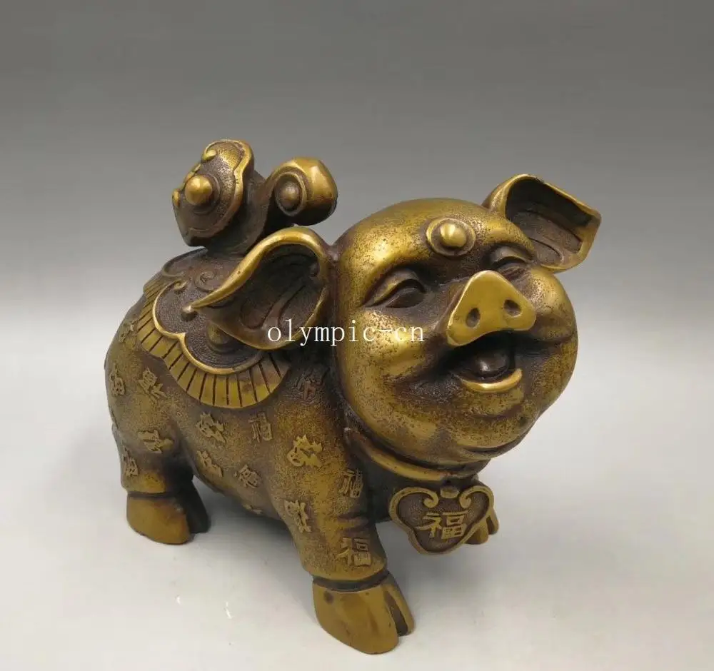 7'' bronze copper brass home fengshui auspicious fortune treasure Pig hog statue
7'' bronze copper brass home fengshui auspicious fortune treasure Pig hog statue