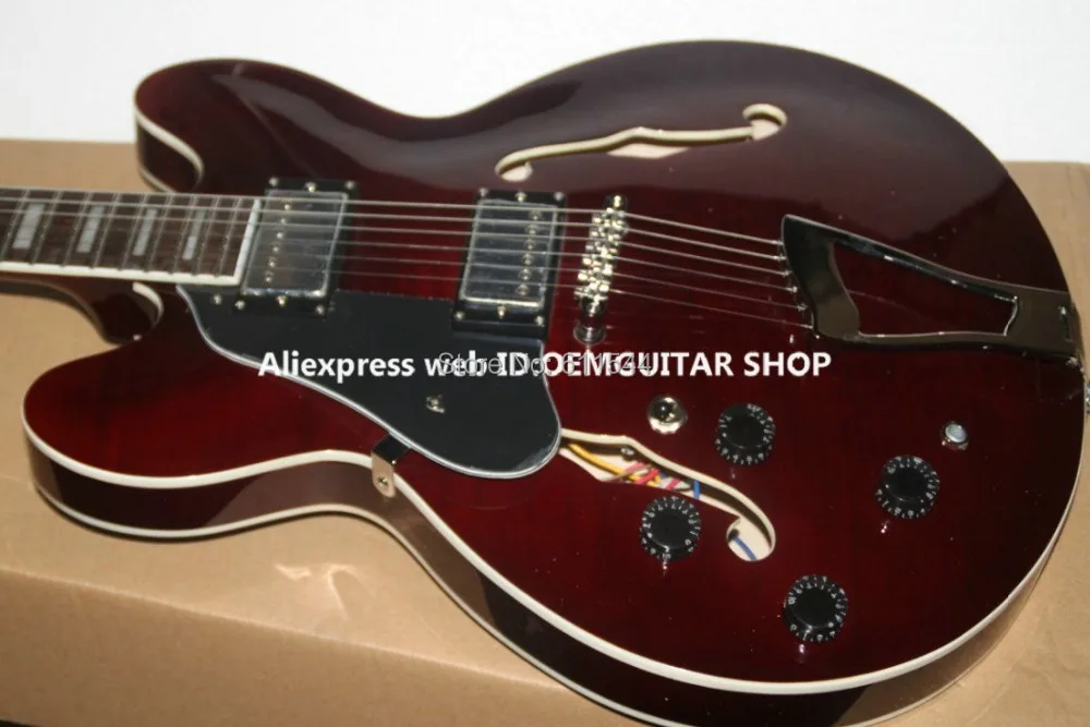 Custom Shop левша джазовая гитара коричневый оптовая продажа гитары Топ Музыкальные