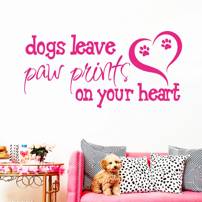 Art Design Dogs leave paw prints on your heart home decoration Vinyl Wall sticker house decor English words character Decal
Art Design Dogs leave paw prints on your heart home decoration Vinyl Wall sticker house decor English words character Decal