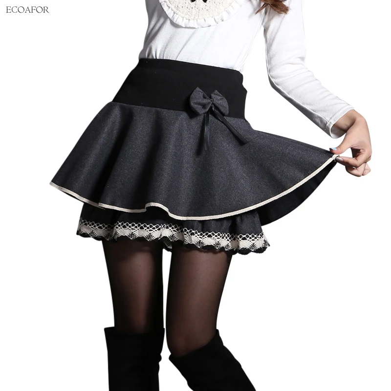 Wool Skirts Womens Autumn Fashion High Waist Empire Warm Woolen Lace Bow Pleated Falda Female Above Knee Mini Winter Skirt
Wool Skirts Womens Autumn Fashion High Waist Empire Warm Woolen Lace Bow Pleated Falda Female Above Knee Mini Winter Skirt
