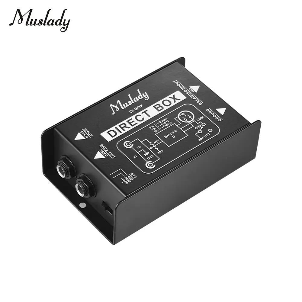 Muslady Профессиональный одноканальный пассивный DI Box прямой впрыск аудио коробка