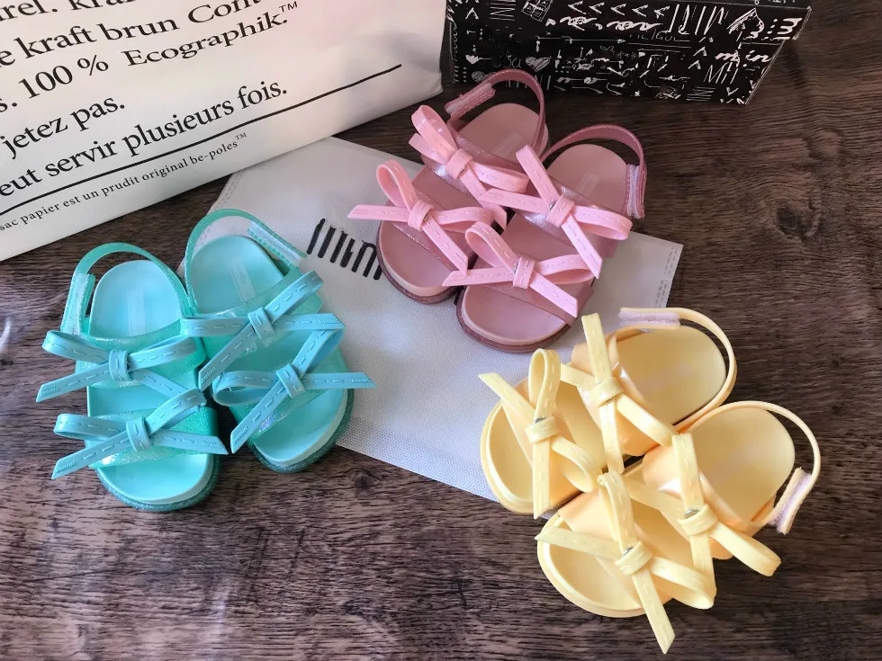 Мини-обувь Melissa Rain Mini с милым бантом Новинка 2020 года Летняя прозрачная обувь для