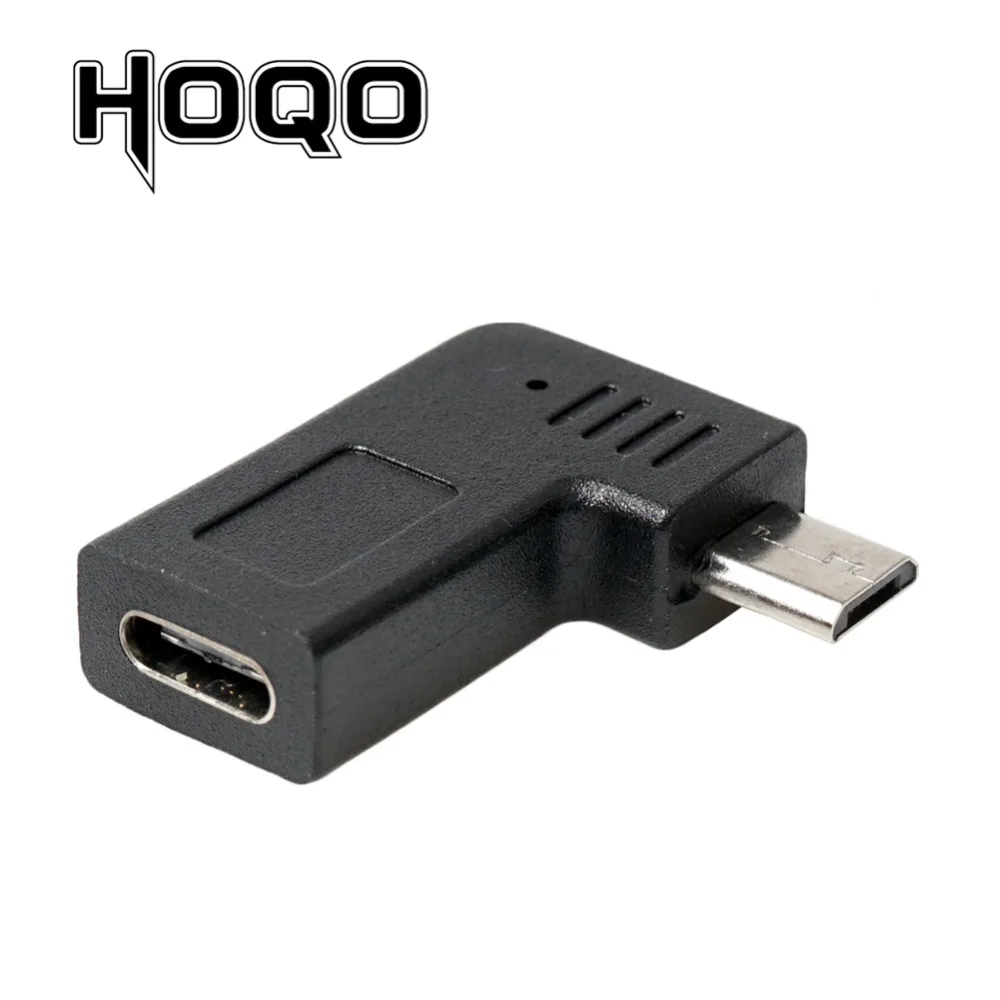 Левый угол микро USB мужчина к Type C переходник с внутренней резьбой 90 градусов Microusb