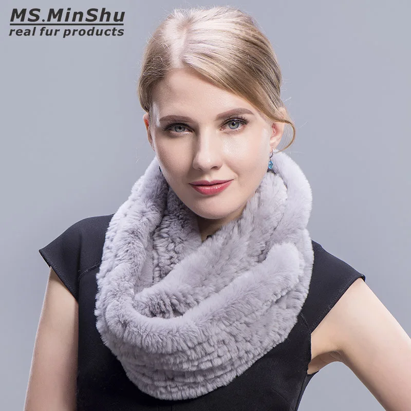 Ms.MinShu Brand Real Rex Rabbit Fur Scarf Collar Knit Infinite Scarves Women Loop type Fur Scarf Women Real Rabbit Fur Shawl
Ms.MinShu Brand Real Rex Rabbit Fur Scarf Collar Knit Infinite Scarves Women Loop type Fur Scarf Women Real Rabbit Fur Shawl