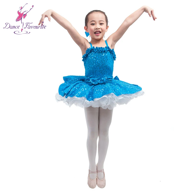 

Light sea blue sequin spandex bodice girl ballet tutu stager performance dance costume ballerina dance tutu