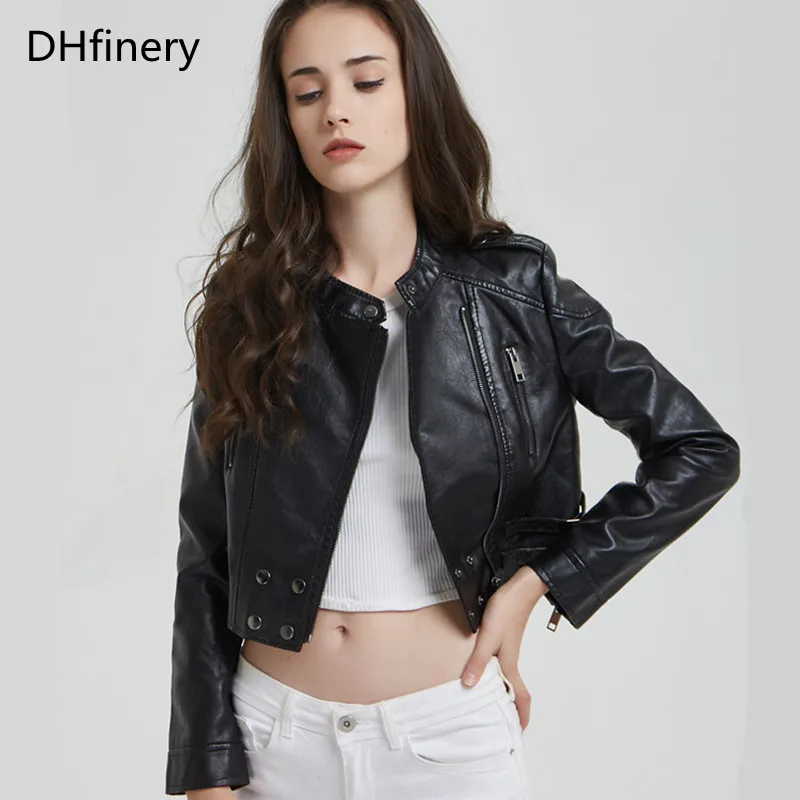 DHfinery leather jackets woman 2021 autumn winter Zipper Motorcycle PU Faux Soft Leather Jacket black white slim coat P2167
DHfinery leather jackets woman 2021 autumn winter Zipper Motorcycle PU Faux Soft Leather Jacket black white slim coat P2167