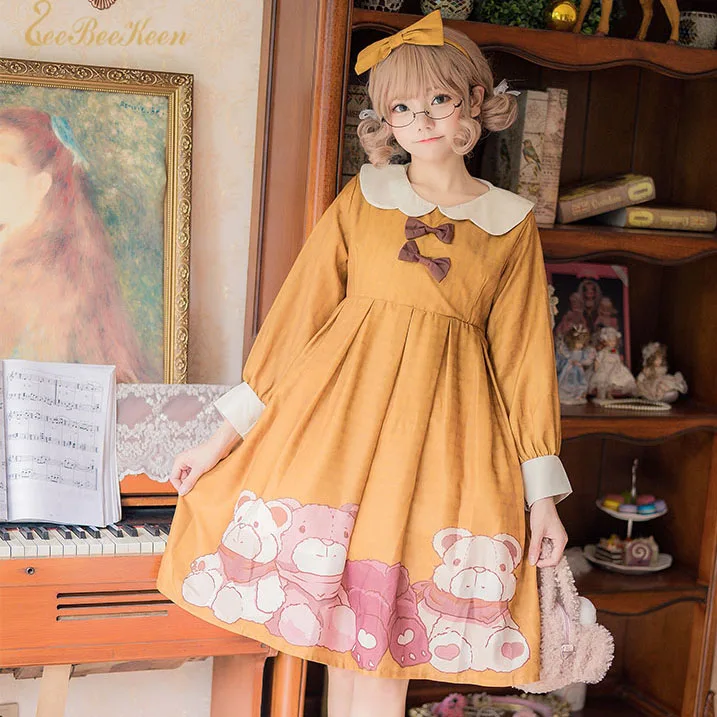 Sweet Lolita Girl Dress Yellow Princess Dress Girls Cute Bear Cosplay Doll Collar Lolita Bear Costume And Bow headwear For Women
Sweet Lolita Girl Dress Yellow Princess Dress Girls Cute Bear Cosplay Doll Collar Lolita Bear Costume And Bow headwear For Women