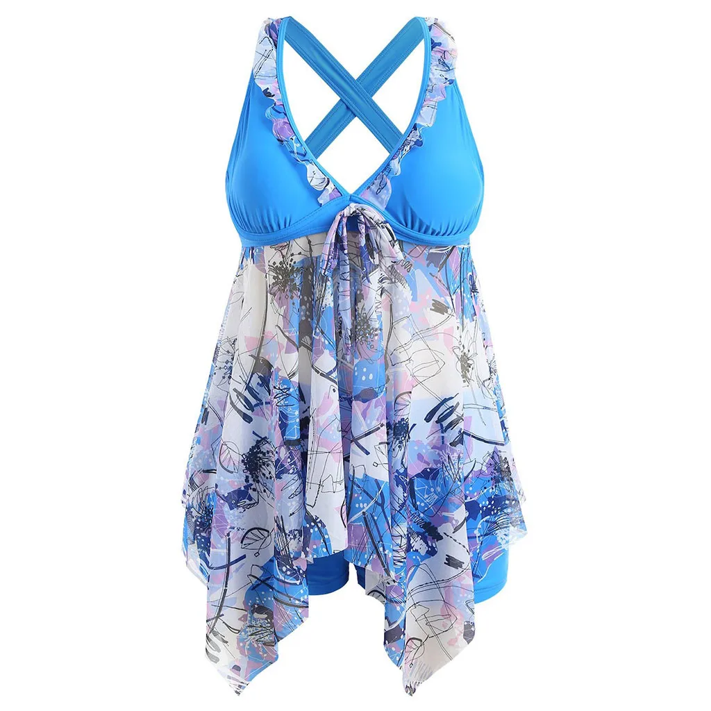 Summer New Women's ladies large size bohemian V neck bikini split swimsuit sexy fashion beachwear two-piece A3067 | Спорт и