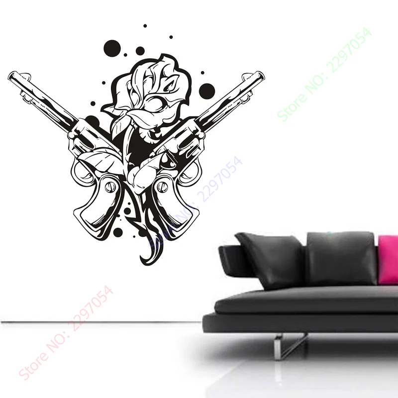 Rose and Guns Tattoo Living Room Vinyl Carving Wall Decal Sticker for Room Home Window Decoration
Rose and Guns Tattoo Living Room Vinyl Carving Wall Decal Sticker for Room Home Window Decoration