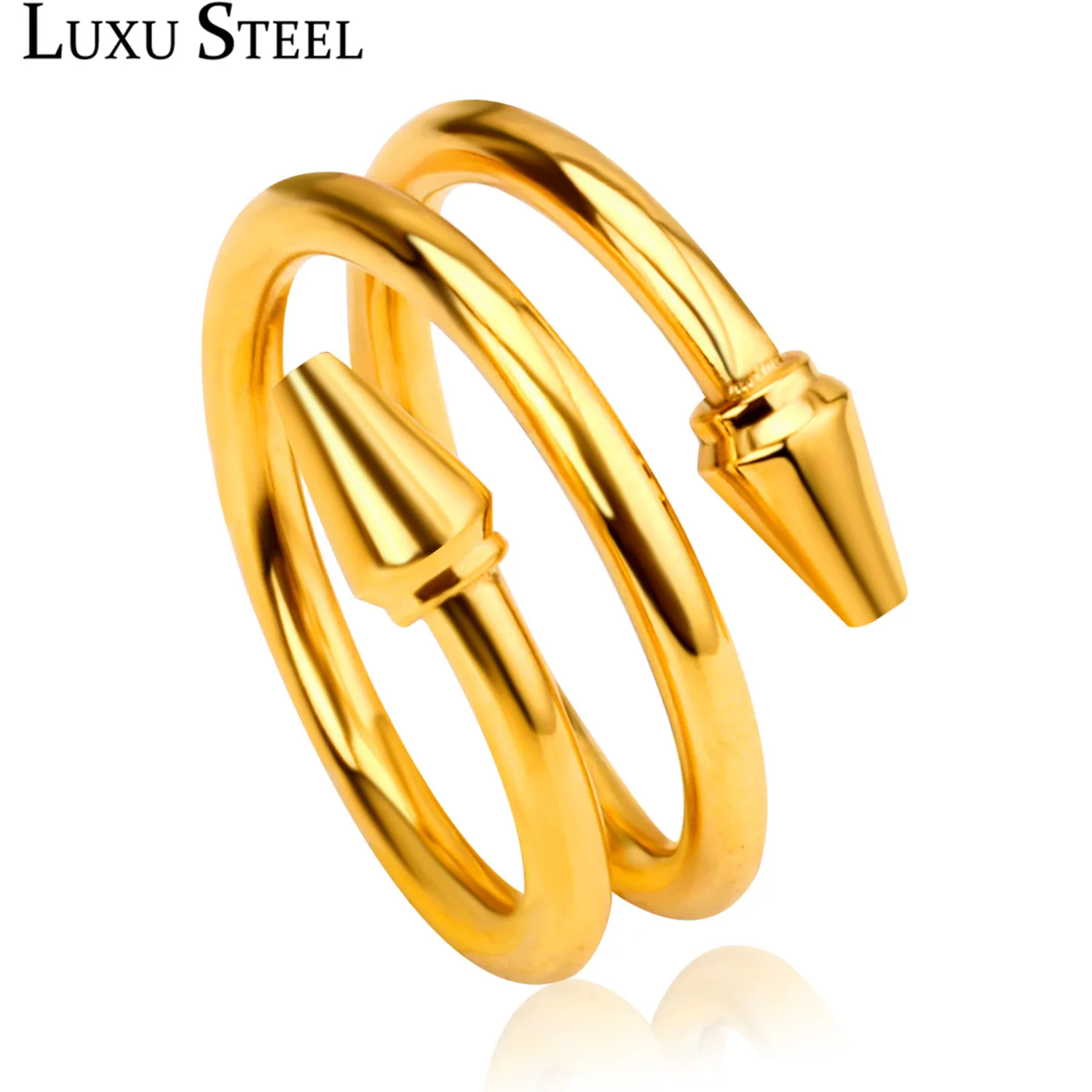 LUXUSTEEL Women Rings anillos Gold Color Stainless Steel Nail Finger Rings Accessories Party Wholesale Wedding
LUXUSTEEL Women Rings anillos Gold Color Stainless Steel Nail Finger Rings Accessories Party Wholesale Wedding