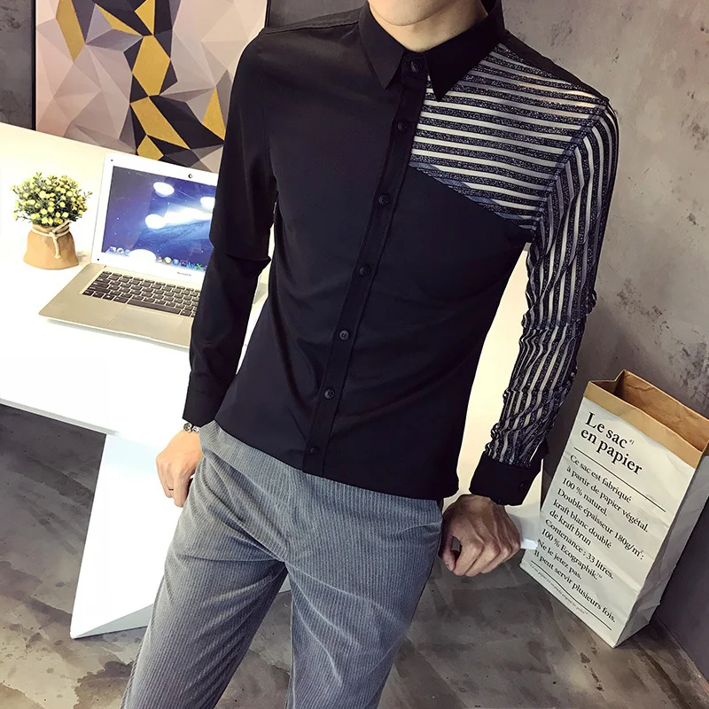 2020 Autumn New listing Fashion casual Man Shirt Sociology The Pattern Split Joint Long Sleeve Stripe camisa masculina Hot trend
2020 Autumn New listing Fashion casual Man Shirt Sociology The Pattern Split Joint Long Sleeve Stripe camisa masculina Hot trend